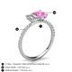 5 - Galina 7x5 mm Emerald Cut Forever One Moissanite and 8x6 mm Oval Pink Sapphire 2 Stone Duo Ring 