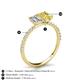 5 - Galina 7x5 mm Emerald Cut Forever Brilliant Moissanite and 8x6 mm Oval Yellow Sapphire 2 Stone Duo Ring 