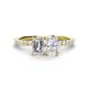 1 - Galina 7x5 mm Emerald Cut Forever Brilliant Moissanite and 8x6 mm Oval White Sapphire 2 Stone Duo Ring 