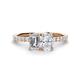 1 - Galina 7x5 mm Emerald Cut Forever Brilliant Moissanite and 8x6 mm Oval White Sapphire 2 Stone Duo Ring 