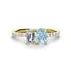 1 - Galina 7x5 mm Emerald Cut Forever Brilliant Moissanite and 8x6 mm Oval Aquamarine 2 Stone Duo Ring 