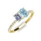 4 - Galina 7x5 mm Emerald Cut Forever Brilliant Moissanite and 8x6 mm Oval Aquamarine 2 Stone Duo Ring 