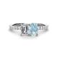 1 - Galina 7x5 mm Emerald Cut Forever One Moissanite and 8x6 mm Oval Aquamarine 2 Stone Duo Ring 