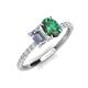 4 - Galina 7x5 mm Emerald Cut Forever Brilliant Moissanite and 8x6 mm Oval Lab Created Alexandrite 2 Stone Duo Ring 