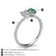 5 - Galina 7x5 mm Emerald Cut Forever Brilliant Moissanite and 8x6 mm Oval Lab Created Alexandrite 2 Stone Duo Ring 