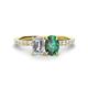 1 - Galina 7x5 mm Emerald Cut Forever Brilliant Moissanite and 8x6 mm Oval Lab Created Alexandrite 2 Stone Duo Ring 