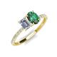 4 - Galina 7x5 mm Emerald Cut Forever Brilliant Moissanite and 8x6 mm Oval Lab Created Alexandrite 2 Stone Duo Ring 