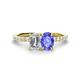 1 - Galina 7x5 mm Emerald Cut Forever Brilliant Moissanite and 8x6 mm Oval Tanzanite 2 Stone Duo Ring 