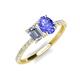 4 - Galina 7x5 mm Emerald Cut Forever Brilliant Moissanite and 8x6 mm Oval Tanzanite 2 Stone Duo Ring 