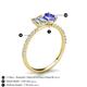 5 - Galina 7x5 mm Emerald Cut Forever Brilliant Moissanite and 8x6 mm Oval Tanzanite 2 Stone Duo Ring 