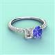 3 - Galina 7x5 mm Emerald Cut Forever One Moissanite and 8x6 mm Oval Tanzanite 2 Stone Duo Ring 