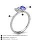 5 - Galina 7x5 mm Emerald Cut Forever One Moissanite and 8x6 mm Oval Tanzanite 2 Stone Duo Ring 