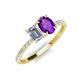 4 - Galina 7x5 mm Emerald Cut Forever Brilliant Moissanite and 8x6 mm Oval Amethyst 2 Stone Duo Ring 