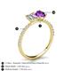 5 - Galina 7x5 mm Emerald Cut Forever Brilliant Moissanite and 8x6 mm Oval Amethyst 2 Stone Duo Ring 