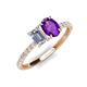 4 - Galina 7x5 mm Emerald Cut Forever One Moissanite and 8x6 mm Oval Amethyst 2 Stone Duo Ring 