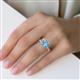 2 - Galina 7x5 mm Emerald Cut Forever Brilliant Moissanite and 8x6 mm Oval Blue Topaz 2 Stone Duo Ring 