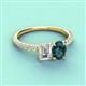 3 - Galina 7x5 mm Emerald Cut Forever Brilliant Moissanite and 8x6 mm Oval London Blue Topaz 2 Stone Duo Ring 