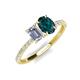 4 - Galina 7x5 mm Emerald Cut Forever Brilliant Moissanite and 8x6 mm Oval London Blue Topaz 2 Stone Duo Ring 