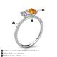 5 - Galina 7x5 mm Emerald Cut Forever Brilliant Moissanite and 8x6 mm Oval Citrine 2 Stone Duo Ring 
