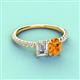 3 - Galina 7x5 mm Emerald Cut Forever Brilliant Moissanite and 8x6 mm Oval Citrine 2 Stone Duo Ring 