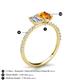 5 - Galina 7x5 mm Emerald Cut Forever Brilliant Moissanite and 8x6 mm Oval Citrine 2 Stone Duo Ring 