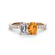 1 - Galina 7x5 mm Emerald Cut Forever Brilliant Moissanite and 8x6 mm Oval Citrine 2 Stone Duo Ring 