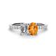 1 - Galina 7x5 mm Emerald Cut Forever One Moissanite and 8x6 mm Oval Citrine 2 Stone Duo Ring 