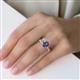 2 - Galina 7x5 mm Emerald Cut Forever Brilliant Moissanite and 8x6 mm Oval Iolite 2 Stone Duo Ring 