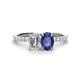 1 - Galina 7x5 mm Emerald Cut Forever One Moissanite and 8x6 mm Oval Iolite 2 Stone Duo Ring 