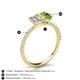 5 - Galina 7x5 mm Emerald Cut Forever Brilliant Moissanite and 8x6 mm Oval Peridot 2 Stone Duo Ring 