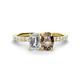 1 - Galina 7x5 mm Emerald Cut Forever Brilliant Moissanite and 8x6 mm Oval Smoky Quartz 2 Stone Duo Ring 