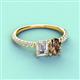 3 - Galina 7x5 mm Emerald Cut Forever Brilliant Moissanite and 8x6 mm Oval Smoky Quartz 2 Stone Duo Ring 