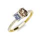 4 - Galina 7x5 mm Emerald Cut Forever Brilliant Moissanite and 8x6 mm Oval Smoky Quartz 2 Stone Duo Ring 