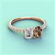 3 - Galina 7x5 mm Emerald Cut Forever Brilliant Moissanite and 8x6 mm Oval Smoky Quartz 2 Stone Duo Ring 