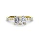 1 - Galina 7x5 mm Emerald Cut Forever Brilliant Moissanite and GIA Certified 8x6 mm GIA Certified Oval Diamond 2 Stone Duo Ring 
