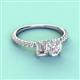 3 - Galina 7x5 mm Emerald Cut Forever Brilliant Moissanite and 8x6 mm Oval White Sapphire 2 Stone Duo Ring 