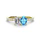 1 - Galina 7x5 mm Emerald Cut Forever Brilliant Moissanite and 8x6 mm Oval Blue Topaz 2 Stone Duo Ring 