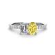 1 - Galina 7x5 mm Emerald Cut Forever Brilliant Moissanite and 8x6 mm Oval Yellow Sapphire 2 Stone Duo Ring 
