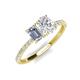 4 - Galina IGI Certified 7x5 mm Emerald Cut Lab Grown Diamond and 8x6 mm Oval White Sapphire 2 Stone Duo Ring 