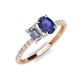 4 - Galina IGI Certified 7x5 mm Emerald Cut Lab Grown Diamond and 8x6 mm Oval Iolite 2 Stone Duo Ring 