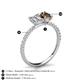 5 - Galina IGI Certified 7x5 mm Emerald Cut Lab Grown Diamond and 8x6 mm Oval Smoky Quartz 2 Stone Duo Ring 