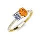 4 - Galina IGI Certified 7x5 mm Emerald Cut Lab Grown Diamond and 8x6 mm Oval Citrine 2 Stone Duo Ring 