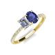 4 - Galina IGI Certified 7x5 mm Emerald Cut Lab Grown Diamond and 8x6 mm Oval Iolite 2 Stone Duo Ring 