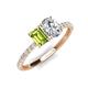 4 - Galina 7x5 mm Emerald Cut Peridot and IGI Certified 8x6 mm Oval Lab Grown Diamond 2 Stone Duo Ring 