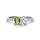 1 - Galina 7x5 mm Emerald Cut Peridot and GIA Certified 8x6 mm Oval Diamond 2 Stone Duo Ring 