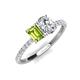 4 - Galina 7x5 mm Emerald Cut Peridot and GIA Certified 8x6 mm Oval Diamond 2 Stone Duo Ring 