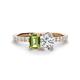 1 - Galina 7x5 mm Emerald Cut Peridot and 8x6 mm Oval Forever One Moissanite 2 Stone Duo Ring 
