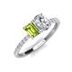 4 - Galina 7x5 mm Emerald Cut Peridot and 8x6 mm Oval Forever One Moissanite 2 Stone Duo Ring 