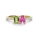 1 - Galina 7x5 mm Emerald Cut Peridot and 8x6 mm Oval Pink Sapphire 2 Stone Duo Ring 