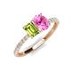 4 - Galina 7x5 mm Emerald Cut Peridot and 8x6 mm Oval Pink Sapphire 2 Stone Duo Ring 